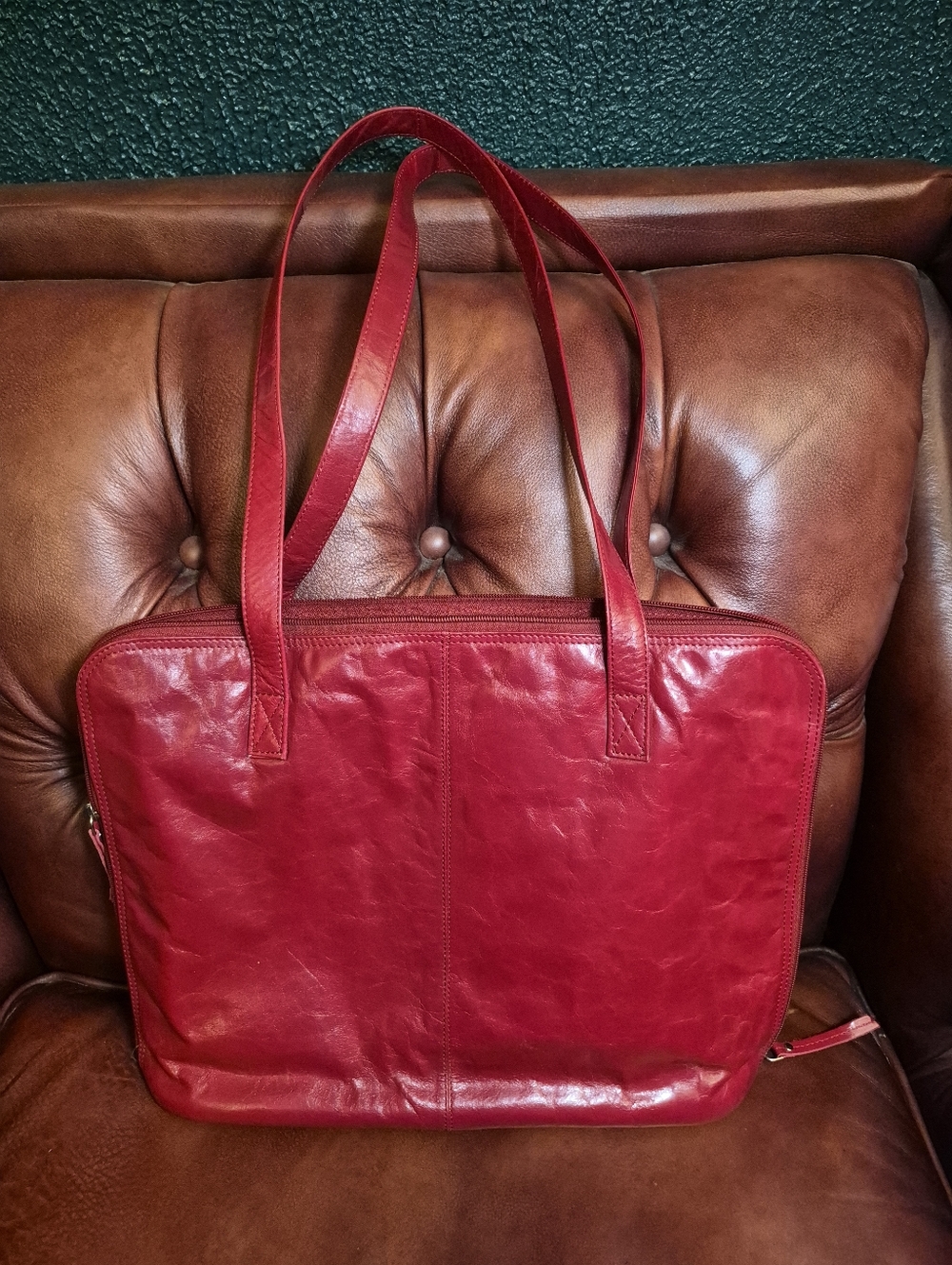 Latico Large Red Leather Workbag Tote